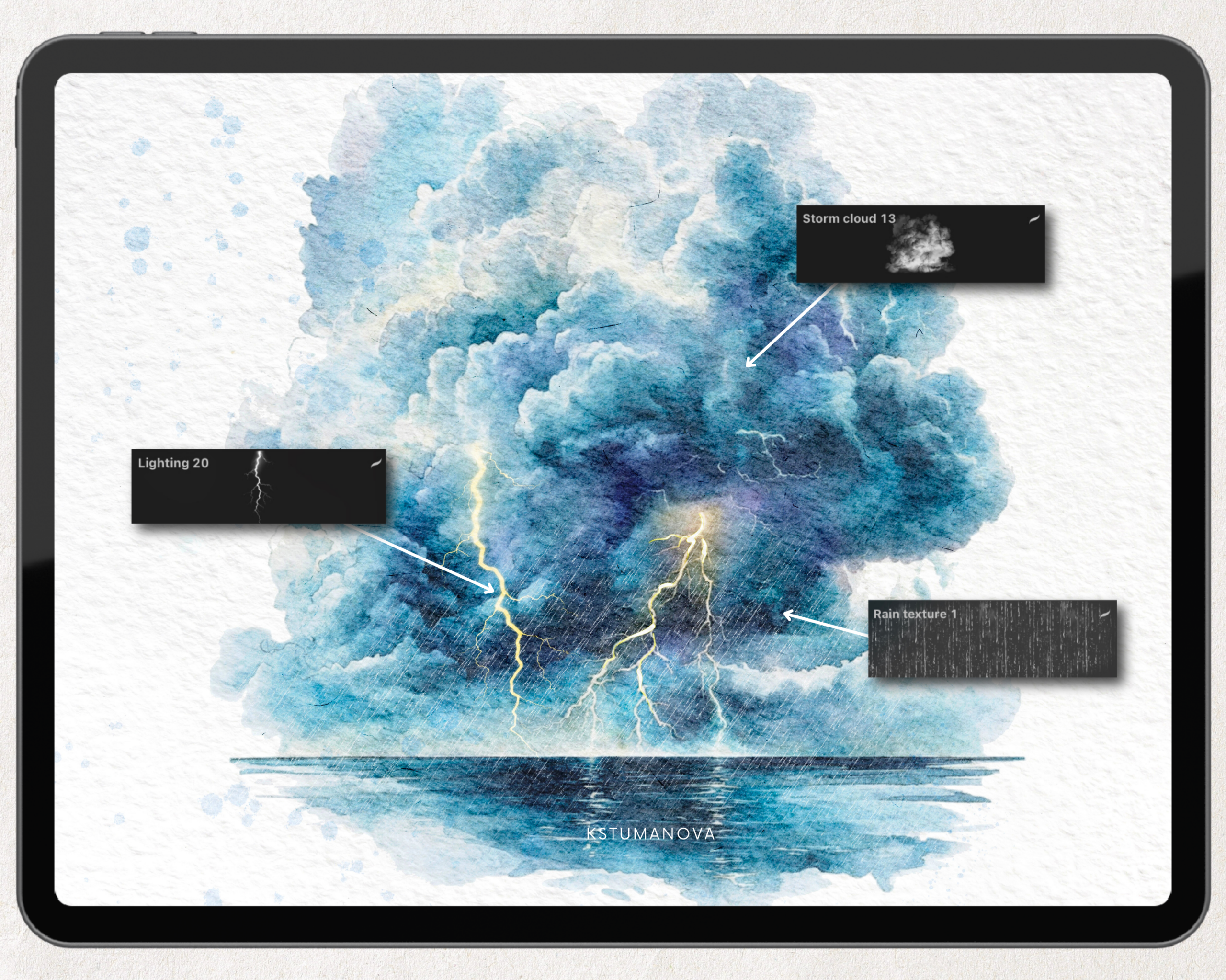 Watercolor storm stamps - Image 4