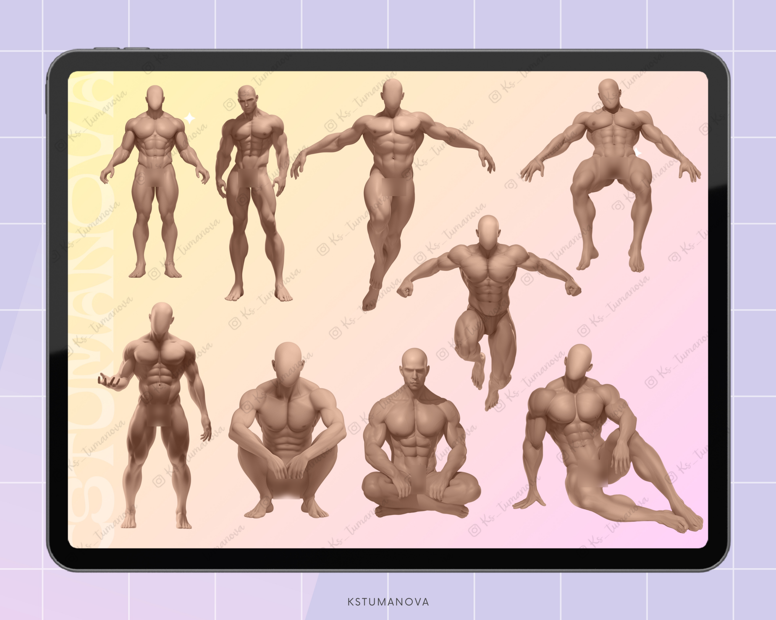3D male poses stamps - Image 3