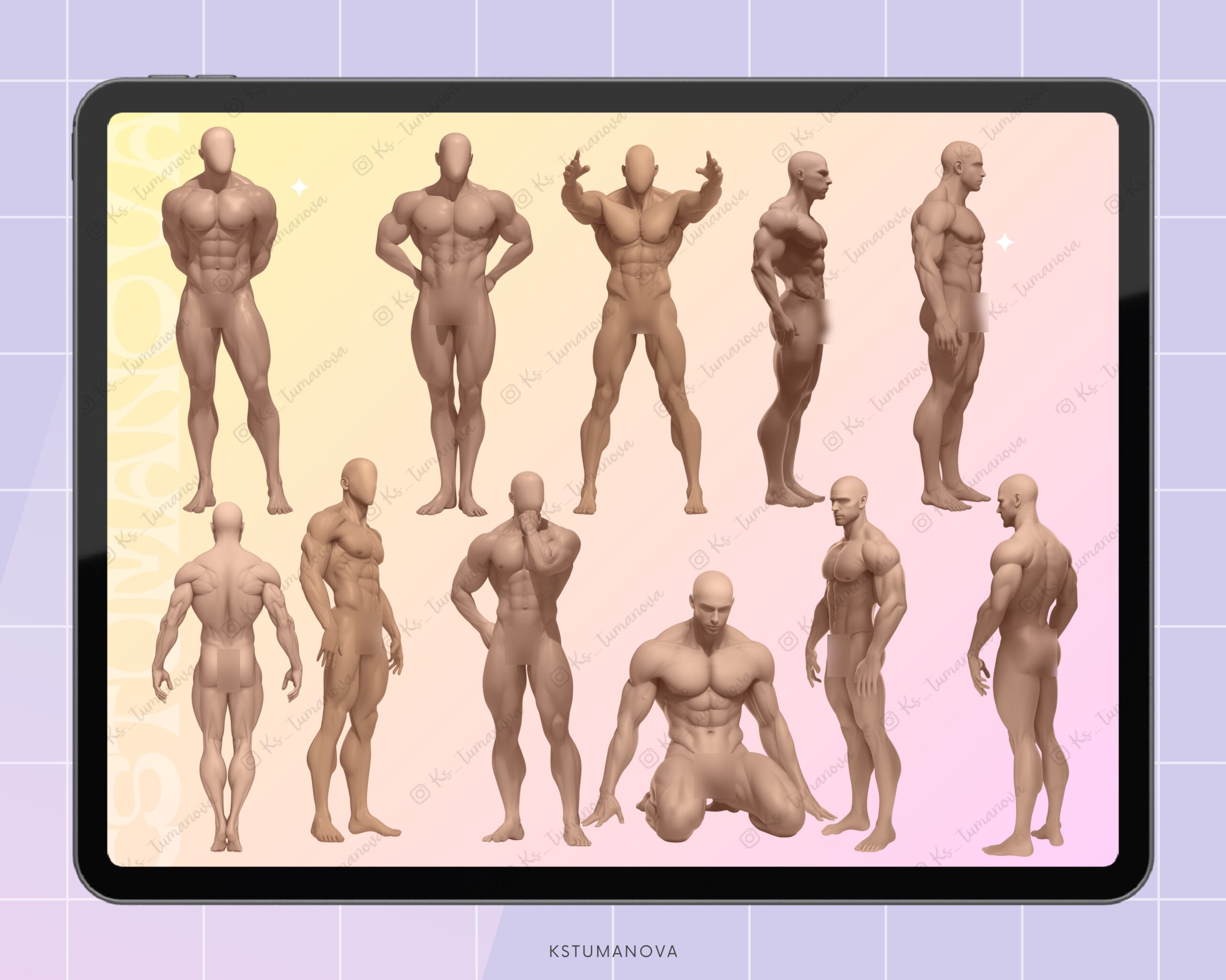 3D male poses stamps - Image 2