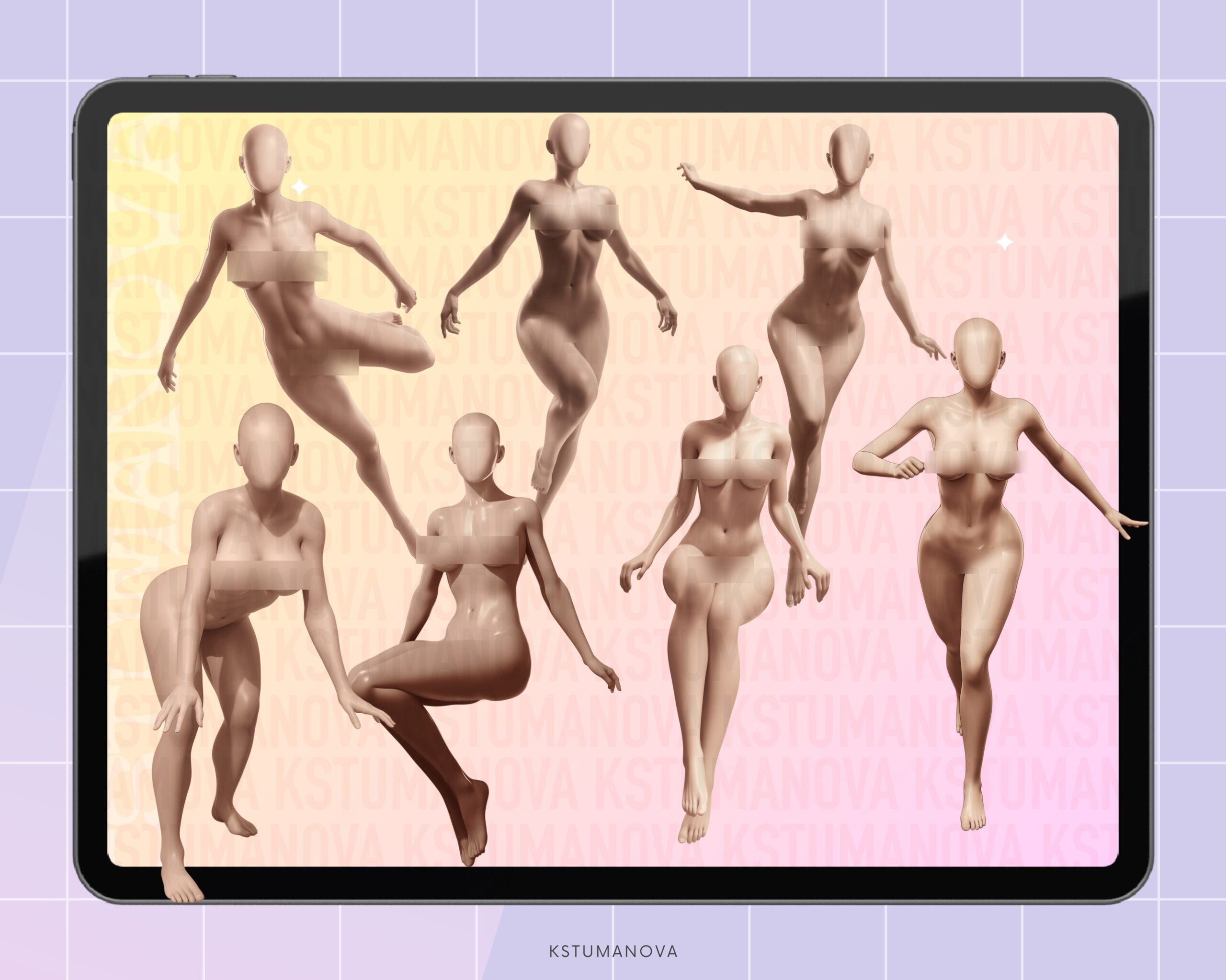 3D female poses stamps - Image 4