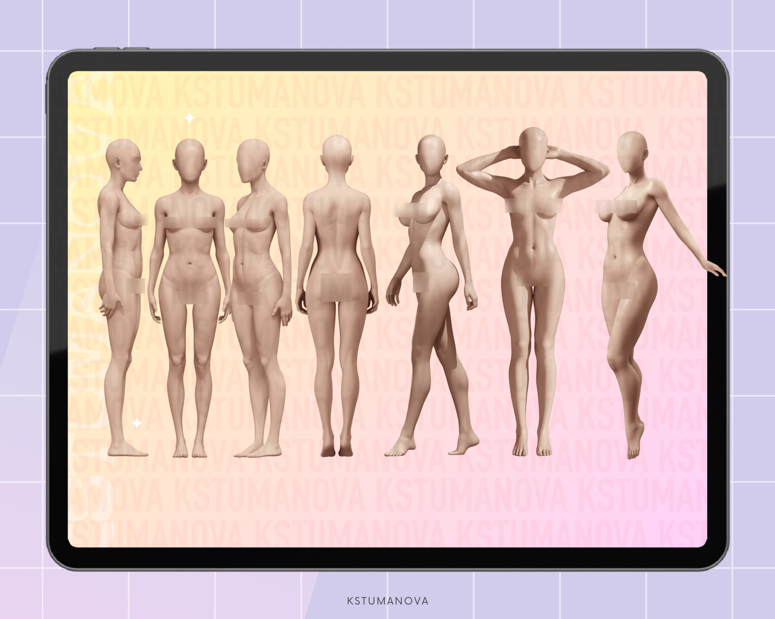3D female poses stamps - Image 2