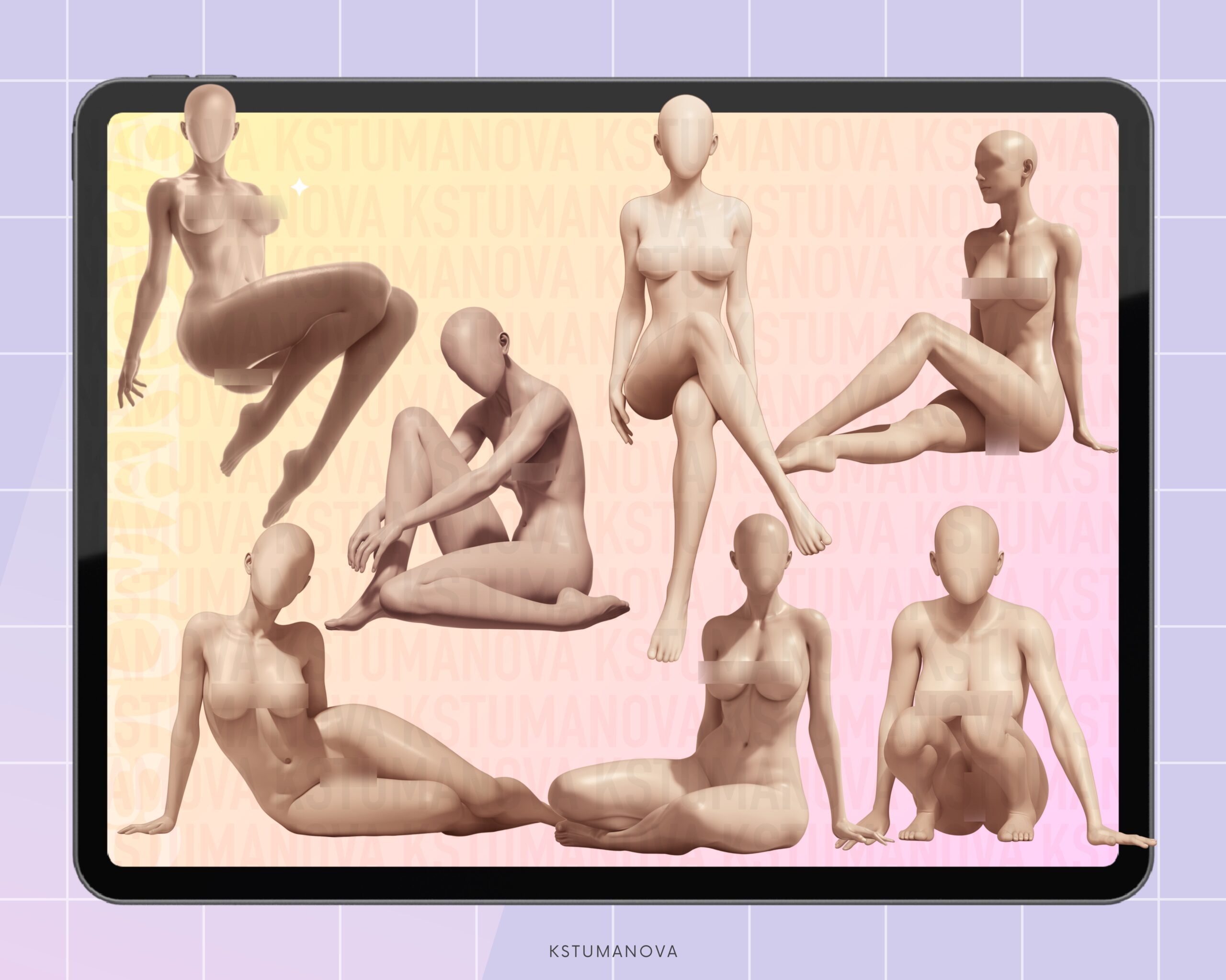 3D female poses stamps - Image 3
